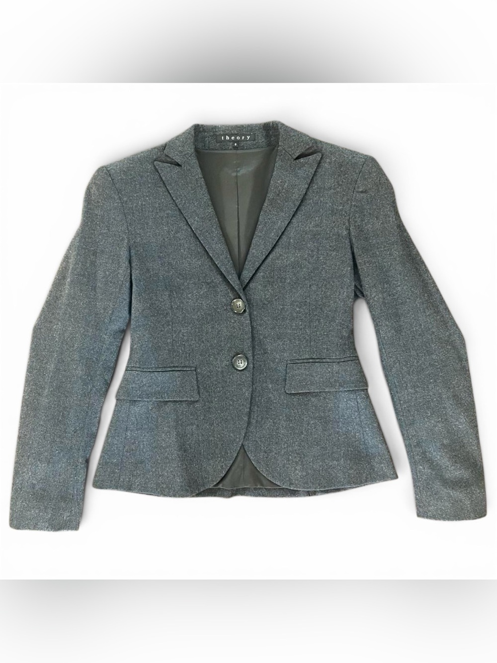 Theory Gray Two-Button Wool Blazer